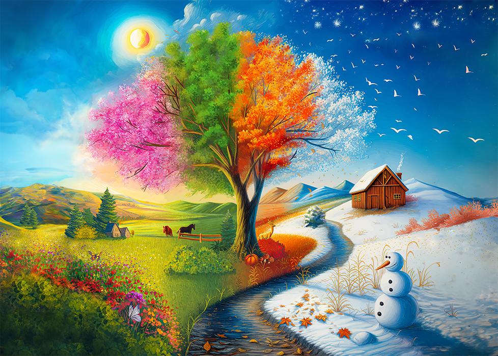 100 PC Puzzle for kids - Four Seasons